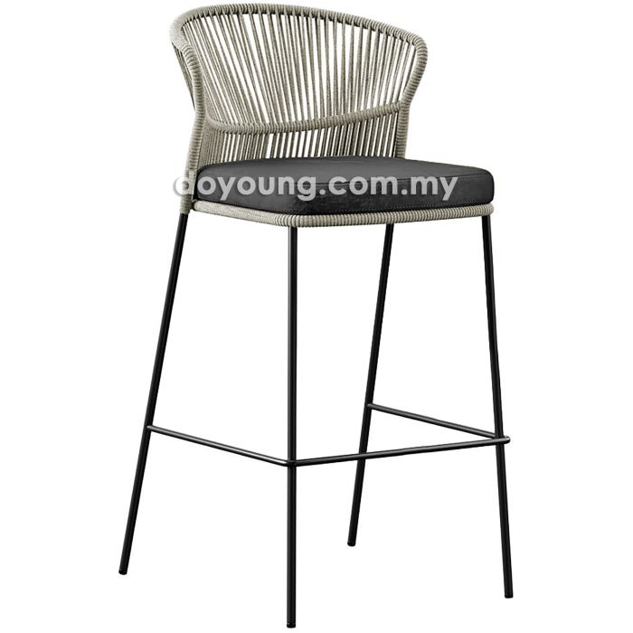 GLENDA II (SH74cm Aluminium, Rope, Outdoor Foam) Stackable Bar Chair*