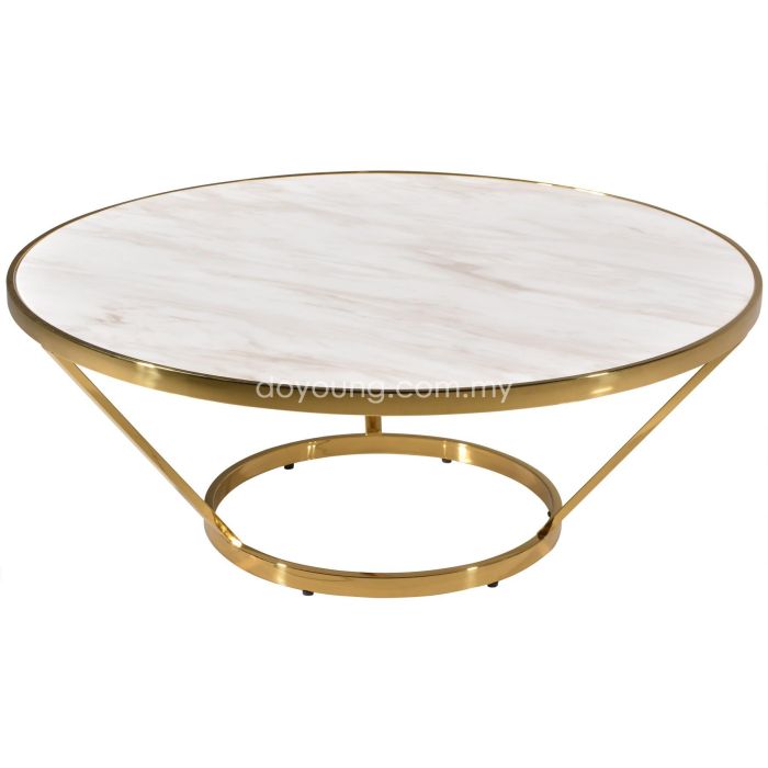 LASZLO+ (Ø100cm Gold, Faux Marble) Coffee Table
