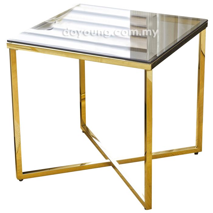 KATJA II (▢55H55cm Smoke Glass, Gold) Side Table