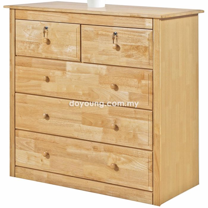 KERRY (104H104cm Rubberwood - Oak) Chest of Drawers