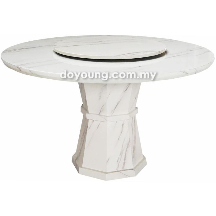 MODINO (Ø130/150cm - T36mm) Fully Faux Marble Dining Table with Lazy Susan