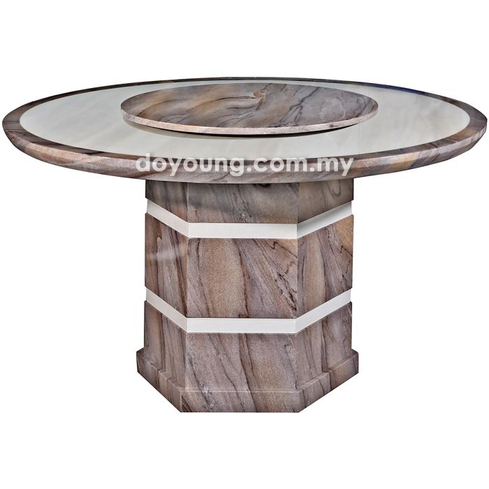 METONI (Ø130cm T50mm - Fully Faux Marble) Dining Table with Lazy Susan