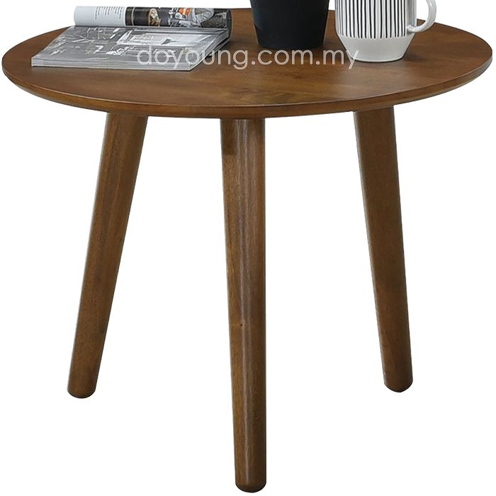 MALCOLM (Ø60H46cm Rubberwood - Walnut) Side Table (LIMITED OFFER x1)*