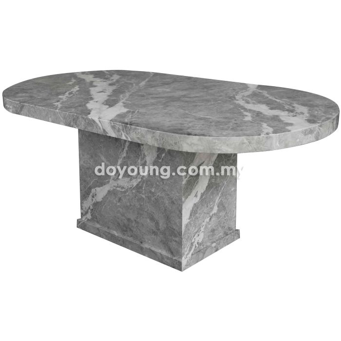 MELONI (Oval180x90cm T70mm - Grey) Fully Faux Marble Dining Table