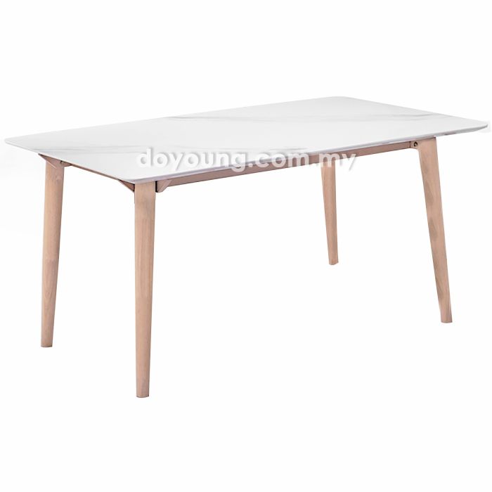 MJOLNIR (150/200x90cm Faux Marble, Rubberwood - WhiteWash) Dining Table