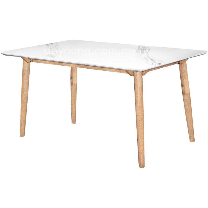 MJOLNIR (150/200x90cm Faux Marble, Rubberwood - Oak) Dining Table