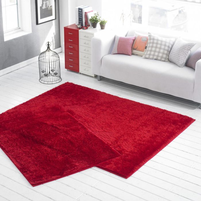 MOPI RED Made-in-Korea (3 sizes) Long-Pile Microfibre Rug