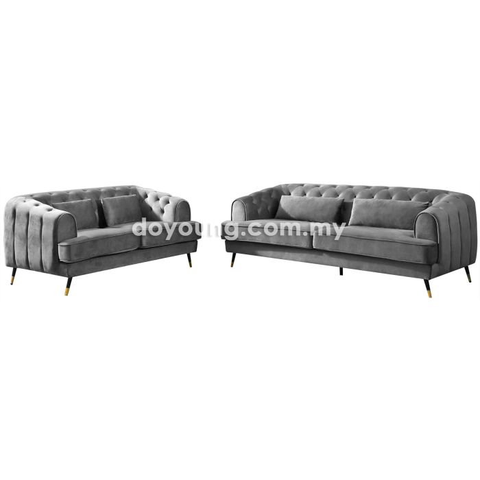 NOIRA (198+146cm Velvet) Sofa Set