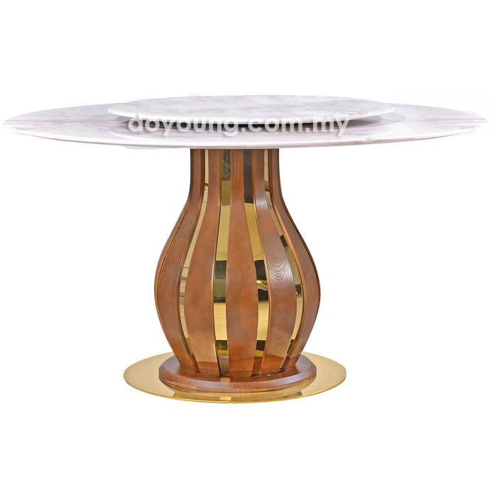 OMEGA II (Ø135cm Lasered Natural Stone) Dining Table with Lazy Susan