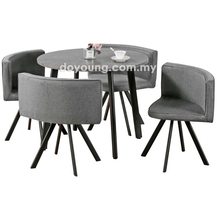 PERKINS (Ø90cm Table + 4 Chairs) Dining Table Set