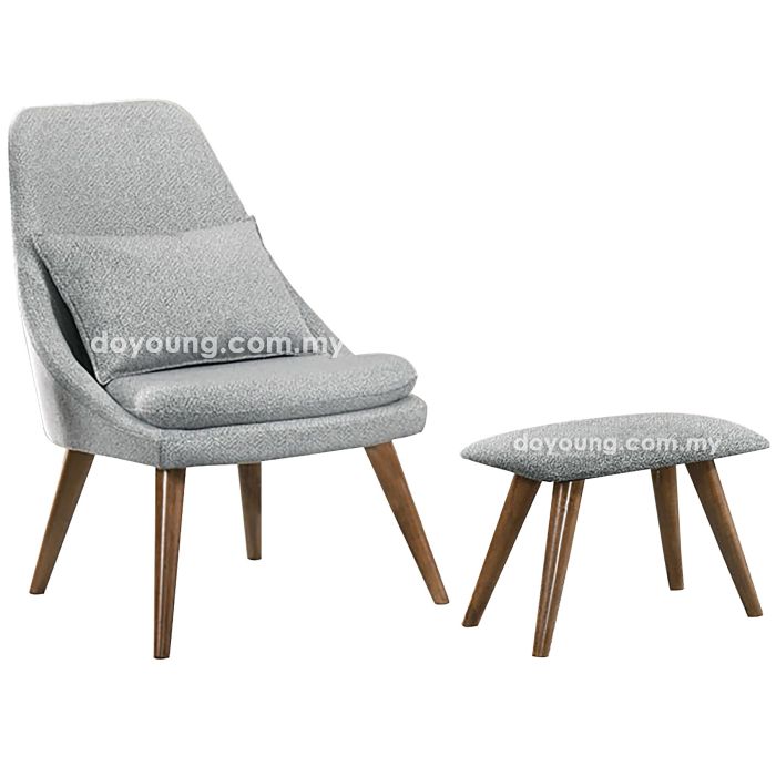 RAINA  (60cm Fabric) Lounge Chair with Stool