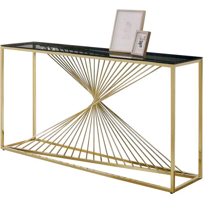 ADELINE (150x40cm Gold) Console Table with Tempered Glass Top