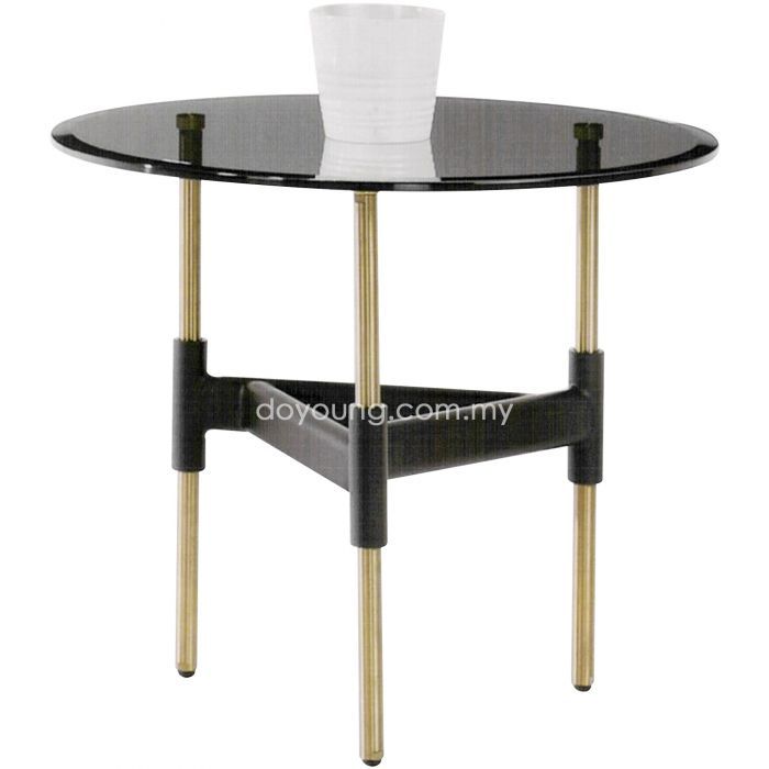 MAVIS (Ø55H51cm) Side Table with Tempered Glass Top