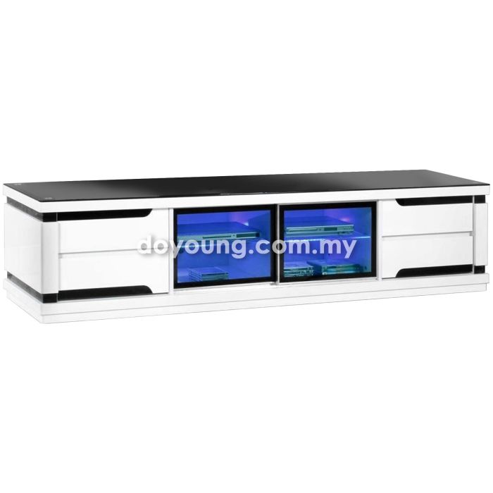 SETTO (120/150/180/210cm High Gloss) TV Cabinet with Glass Top