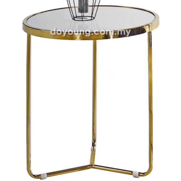 OVID IV (Ø50H60cm Faux Marble, Gold) Side Table