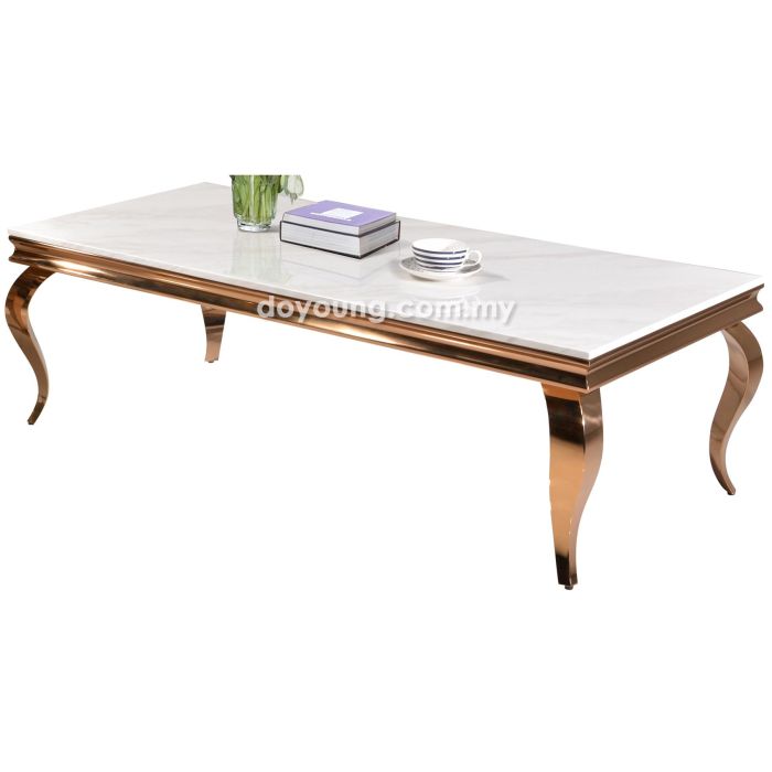 WALDEN+ (140x70cm Rose Gold, Faux Marble) Coffee Table (EXPIRING)