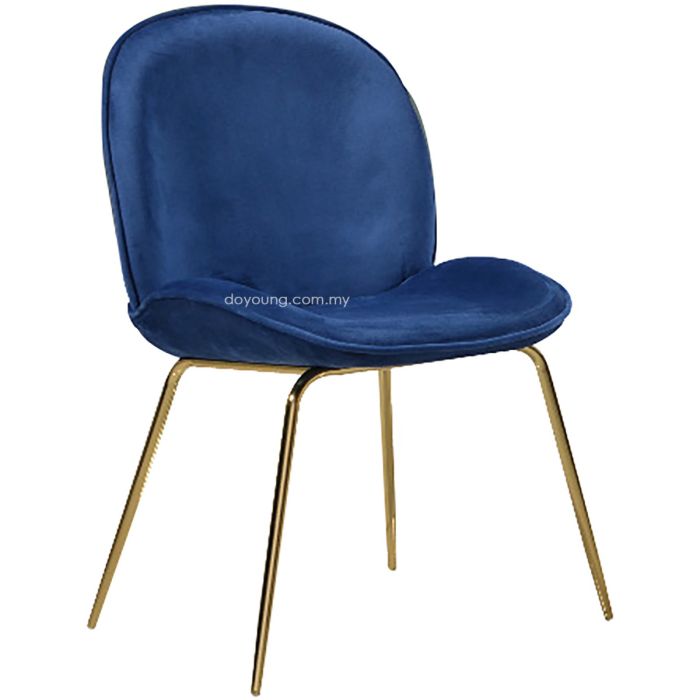 BEETLE Gold II (51cm Velvet - Blue) Side Chair (replica)