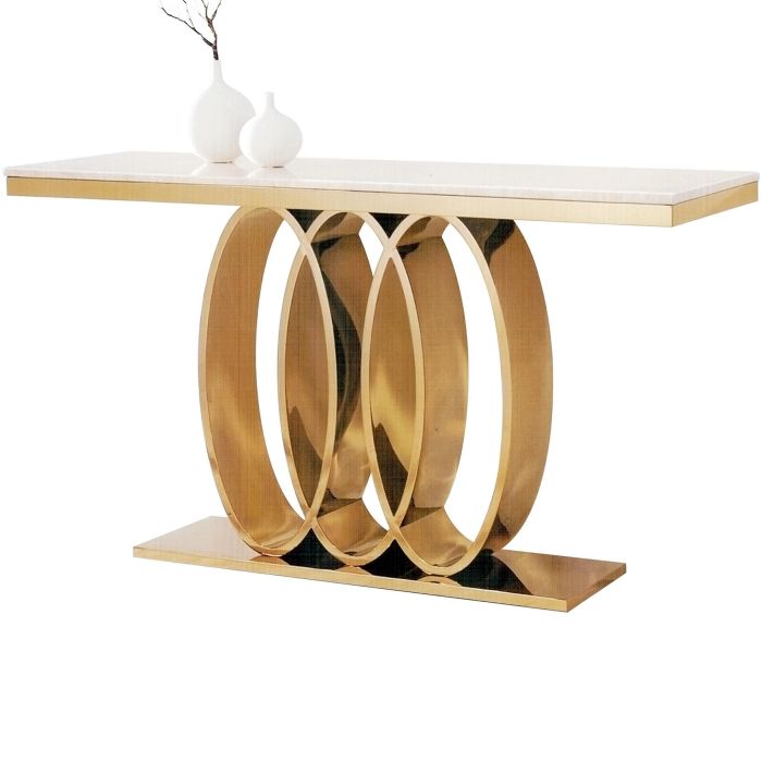 AUDIS II (150x40cm Rose Gold) Console Table with Faux Marble Top